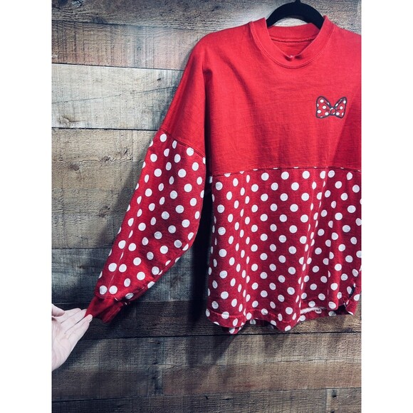 Disney Shirt Womens X-Small Red Spirit Jersey Minne Mouse Polka Dot World Resort - Picture 2 of 8